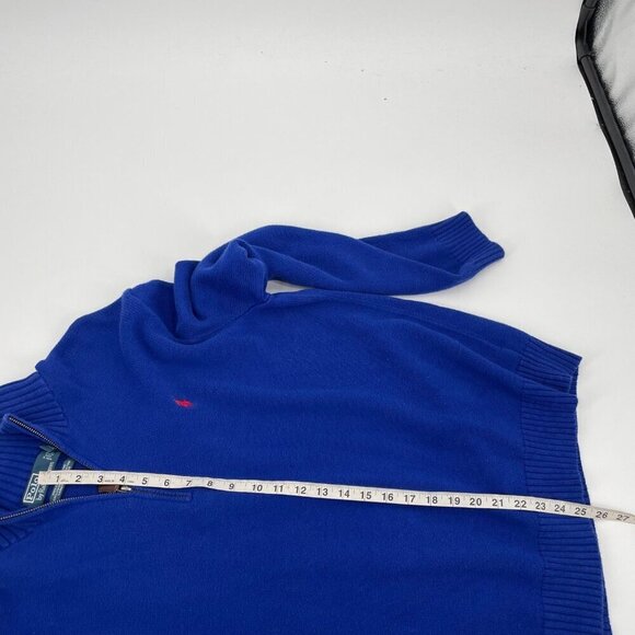 Polo by Ralph Lauren Blue Quarter Zip Pullover Sweater Mens XL Ribbed Collar - Picture 7 of 7